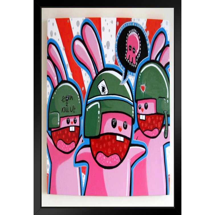 3 Amigos Graffiti Cartoon Bogota Cundinamarca Rabbit Way Animals Protection  Sports Columbia Black Wood Framed Art Poster 14x20 Framed On Paper Print